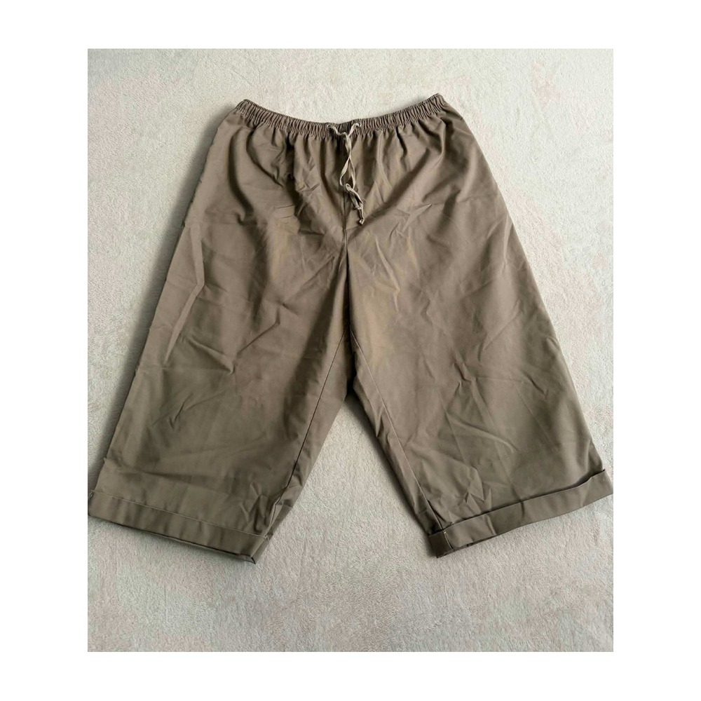 Karen Scott Womens L Khaki Tan Shorts Sport Pull On Elastic Drawstring Cuffed